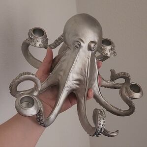 Silver Ceramic Octopus Candle Holder